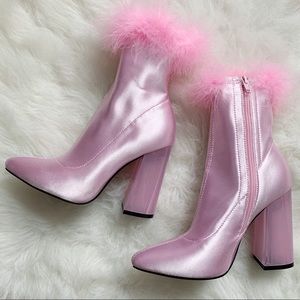 DOLLS KILL LUV ME OR HATE ME MARABOU BOOTS